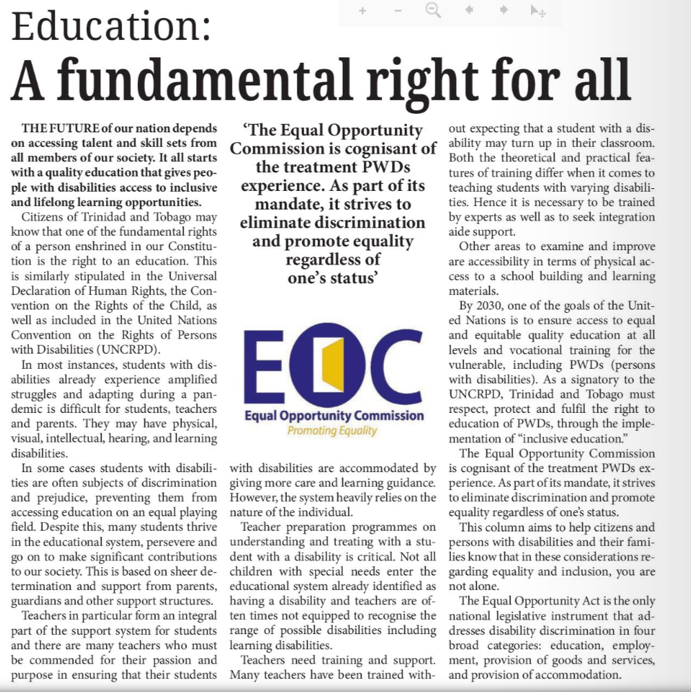 Education: A fundamental right for all
